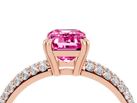 Rose gold Emerald Cut Cut Pave Diamond Engagement Ring with Channel Set Band and Four-Prong Setting_4