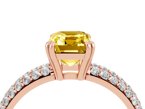 Rose gold Emerald Cut Cut Pave Diamond Engagement Ring with Channel Set Band and Four-Prong Setting_4