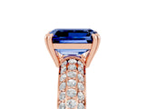 Rose gold Emerald Cut Cut Pave Diamond Engagement Ring with Channel Set Band and Four-Prong Setting_5