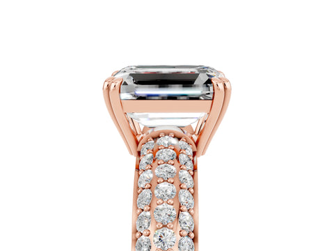 Rose gold Emerald Cut Cut Pave Diamond Engagement Ring with Channel Set Band and Four-Prong Setting_5