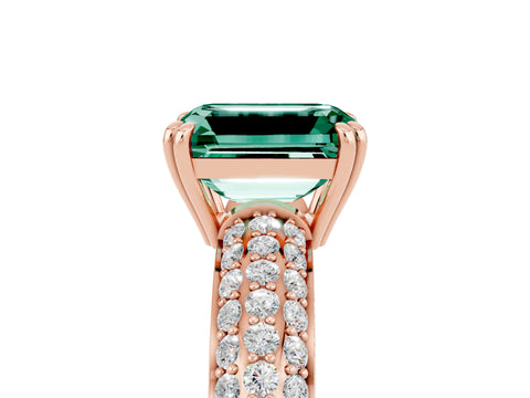 Rose gold Emerald Cut Cut Pave Diamond Engagement Ring with Channel Set Band and Four-Prong Setting_5