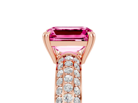 Rose gold Emerald Cut Cut Pave Diamond Engagement Ring with Channel Set Band and Four-Prong Setting_5