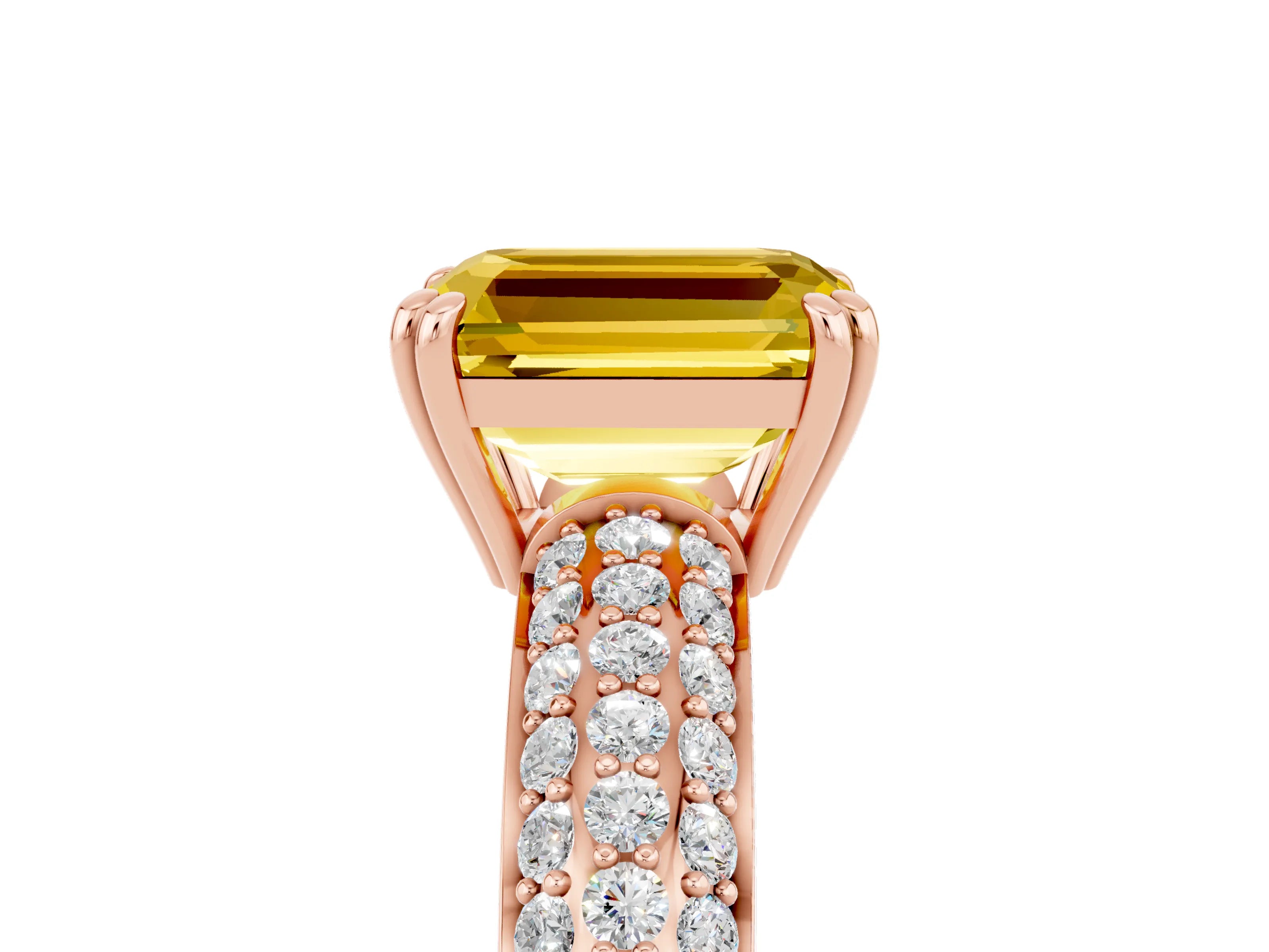 Rose gold Emerald Cut Cut Pave Diamond Engagement Ring with Channel Set Band and Four-Prong Setting_5