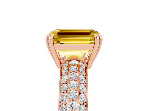 Rose gold Emerald Cut Cut Pave Diamond Engagement Ring with Channel Set Band and Four-Prong Setting_5