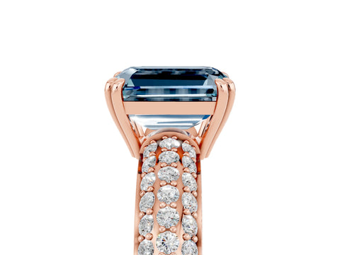 Rose gold Emerald Cut Cut Pave Diamond Engagement Ring with Channel Set Band and Four-Prong Setting_5