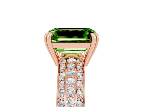 Rose gold Emerald Cut Cut Pave Diamond Engagement Ring with Channel Set Band and Four-Prong Setting_5
