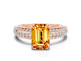 Rose gold Emerald Cut Cut Pave Diamond Engagement Ring with Channel Set Band and Four-Prong Setting