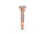 Rose gold Emerald Cut Cut Pave Split Shank Engagement Ring with Four-Prong Setting_17