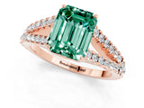 Rose gold Emerald Cut Cut Split Shank Pave Diamond Engagement Ring with Four-Prong Setting_1