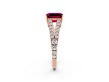 Rose gold Emerald Cut Cut Split Shank Pave Diamond Engagement Ring with Four-Prong Setting_2