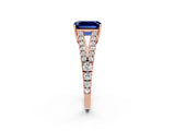 Rose gold Emerald Cut Cut Split Shank Pave Diamond Engagement Ring with Four-Prong Setting_2