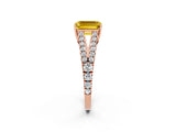 Rose gold Emerald Cut Cut Split Shank Pave Diamond Engagement Ring with Four-Prong Setting_2