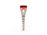 Rose gold Emerald Cut Cut Split Shank Pave Diamond Engagement Ring with Four-Prong Setting_2