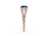 Rose gold Emerald Cut Cut Split Shank Pave Diamond Engagement Ring with Four-Prong Setting_2