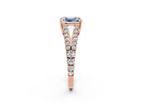 Rose gold Emerald Cut Cut Split Shank Pave Diamond Engagement Ring with Four-Prong Setting_2