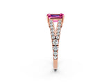 Rose gold Emerald Cut Cut Split Shank Pave Diamond Engagement Ring with Four-Prong Setting_2