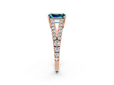 Rose gold Emerald Cut Cut Split Shank Pave Diamond Engagement Ring with Four-Prong Setting_2