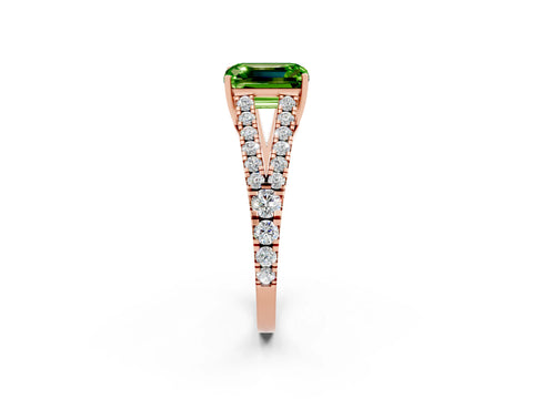 Rose gold Emerald Cut Cut Split Shank Pave Diamond Engagement Ring with Four-Prong Setting_2
