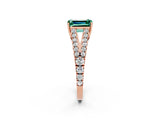 Rose gold Emerald Cut Cut Split Shank Pave Diamond Engagement Ring with Four-Prong Setting_2