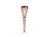 Rose gold Emerald Cut Cut Split Shank Pave Diamond Engagement Ring with Four-Prong Setting_2