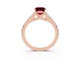 Rose gold Emerald Cut Cut Split Shank Pave Diamond Engagement Ring with Four-Prong Setting_3