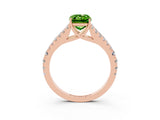 Rose gold Emerald Cut Cut Split Shank Pave Diamond Engagement Ring with Four-Prong Setting_3