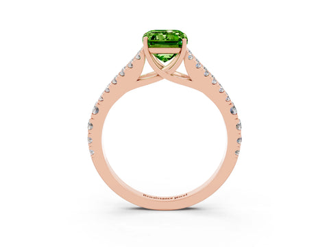 Rose gold Emerald Cut Cut Split Shank Pave Diamond Engagement Ring with Four-Prong Setting_3