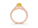 Rose gold Emerald Cut Cut Split Shank Pave Diamond Engagement Ring with Four-Prong Setting_3