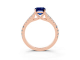 Rose gold Emerald Cut Cut Split Shank Pave Diamond Engagement Ring with Four-Prong Setting_3
