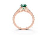 Rose gold Emerald Cut Cut Split Shank Pave Diamond Engagement Ring with Four-Prong Setting_3