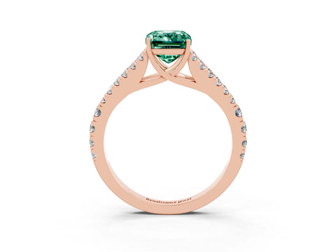 Rose gold Emerald Cut Cut Split Shank Pave Diamond Engagement Ring with Four-Prong Setting_3