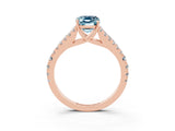 Rose gold Emerald Cut Cut Split Shank Pave Diamond Engagement Ring with Four-Prong Setting_3