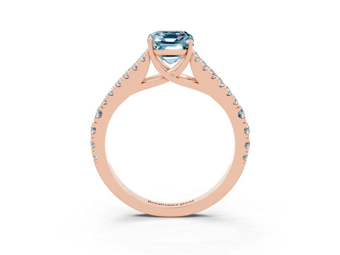 Rose gold Emerald Cut Cut Split Shank Pave Diamond Engagement Ring with Four-Prong Setting_3