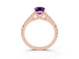 Rose gold Emerald Cut Cut Split Shank Pave Diamond Engagement Ring with Four-Prong Setting_3