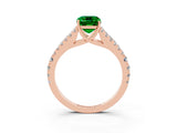 Rose gold Emerald Cut Cut Split Shank Pave Diamond Engagement Ring with Four-Prong Setting_3