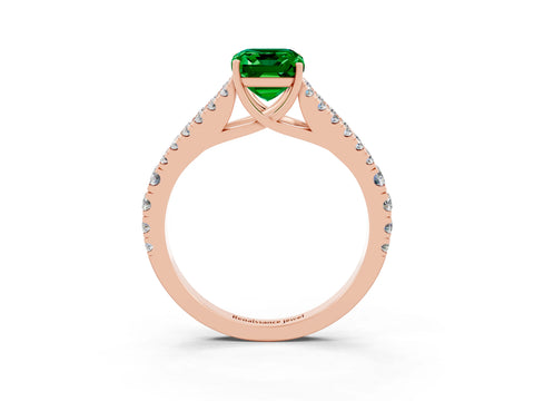 Rose gold Emerald Cut Cut Split Shank Pave Diamond Engagement Ring with Four-Prong Setting_3