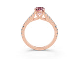 Rose gold Emerald Cut Cut Split Shank Pave Diamond Engagement Ring with Four-Prong Setting_3
