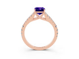 Rose gold Emerald Cut Cut Split Shank Pave Diamond Engagement Ring with Four-Prong Setting_3