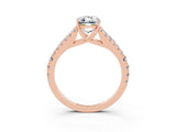 Rose gold Emerald Cut Cut Split Shank Pave Diamond Engagement Ring with Four-Prong Setting_3