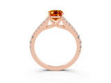 Rose gold Emerald Cut Cut Split Shank Pave Diamond Engagement Ring with Four-Prong Setting_3