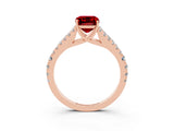 Rose gold Emerald Cut Cut Split Shank Pave Diamond Engagement Ring with Four-Prong Setting_3