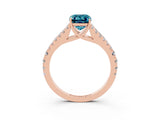 Rose gold Emerald Cut Cut Split Shank Pave Diamond Engagement Ring with Four-Prong Setting_3