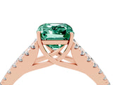 Rose gold Emerald Cut Cut Split Shank Pave Diamond Engagement Ring with Four-Prong Setting_4
