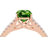 Rose gold Emerald Cut Cut Split Shank Pave Diamond Engagement Ring with Four-Prong Setting_4