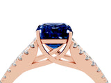 Rose gold Emerald Cut Cut Split Shank Pave Diamond Engagement Ring with Four-Prong Setting_4