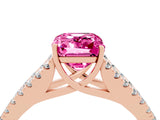 Rose gold Emerald Cut Cut Split Shank Pave Diamond Engagement Ring with Four-Prong Setting_4