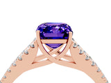 Rose gold Emerald Cut Cut Split Shank Pave Diamond Engagement Ring with Four-Prong Setting_4