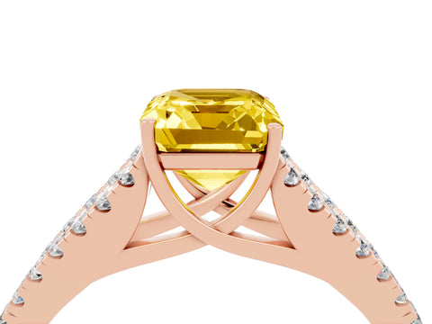 Rose gold Emerald Cut Cut Split Shank Pave Diamond Engagement Ring with Four-Prong Setting_4