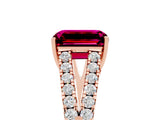 Rose gold Emerald Cut Cut Split Shank Pave Diamond Engagement Ring with Four-Prong Setting_5