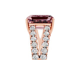 Rose gold Emerald Cut Cut Split Shank Pave Diamond Engagement Ring with Four-Prong Setting_5